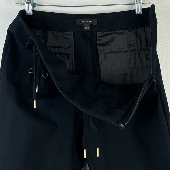 Ann Taylor Pants Womens Size 4 Lace Up Sailor Flared Slim Fit Trouser Black - Picture 9 of 11